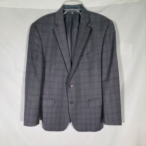 JOHN VARVATOS STAR USA PLAID CHARCOAL GRAY SPORT COAT BLAZER SUIT JACKET